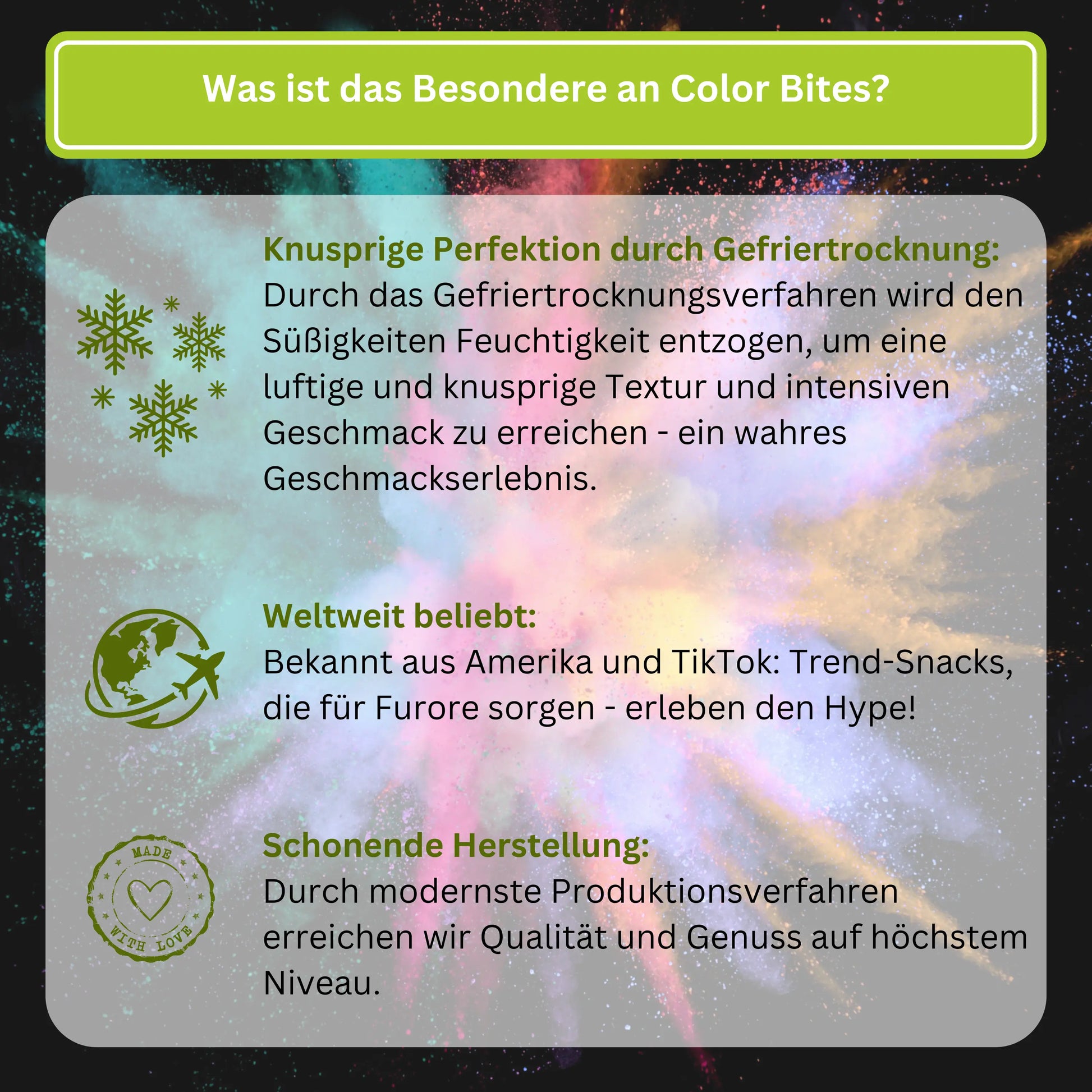 Gefriergetrocknete Süßigkeiten - Color Bites - gefriergetrocknete Apfelringe